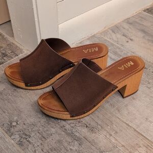 MIA Dark Brown Mules with Block Heel